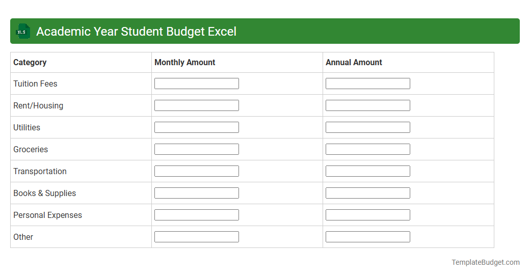 Academic Year Student Budget Excel