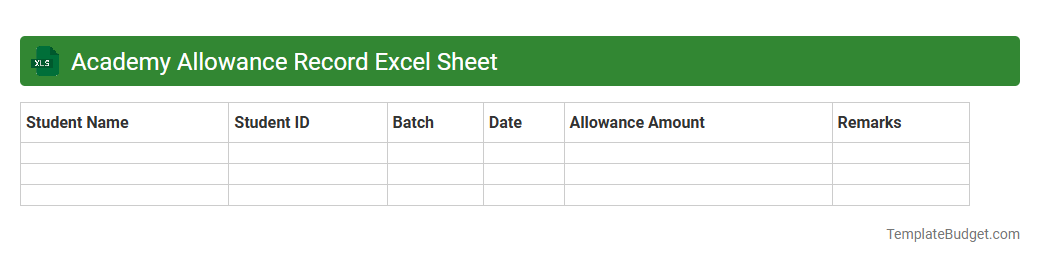 Academy Allowance Record Excel Sheet