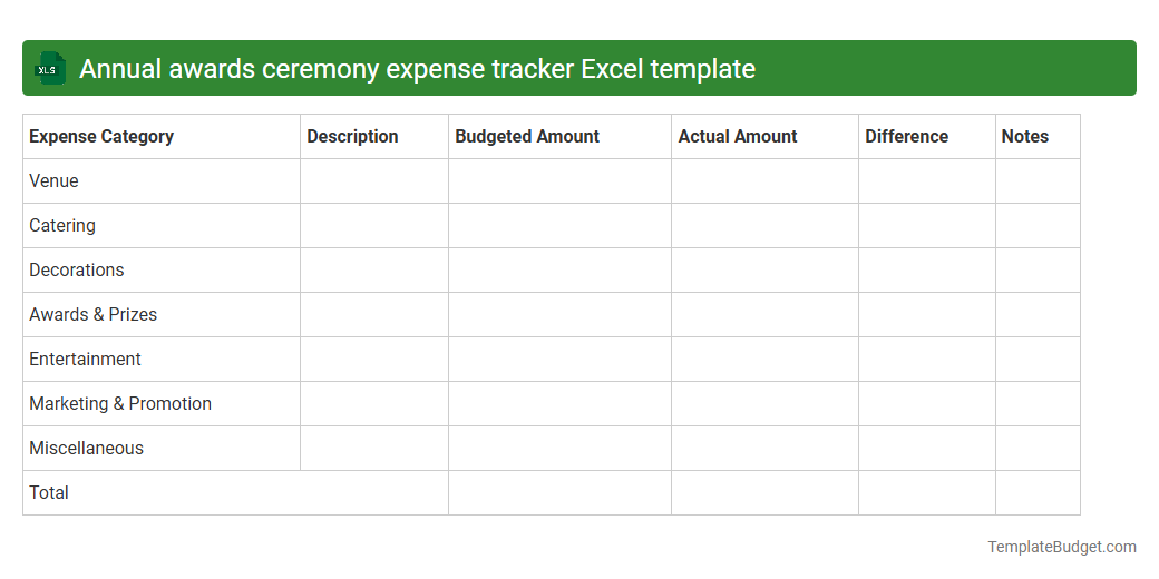 Annual awards ceremony expense tracker Excel template