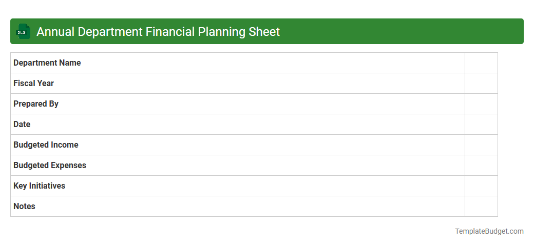 Annual Department Financial Planning Sheet