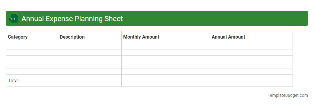 Annual Expense Planning Sheet