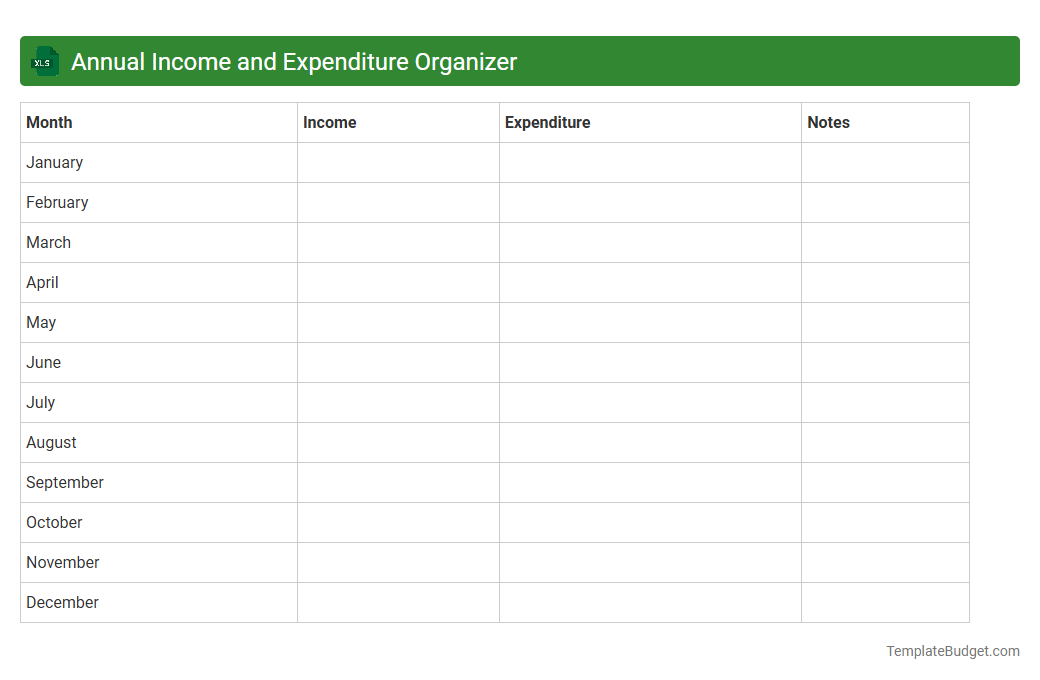 Annual Income and Expenditure Organizer