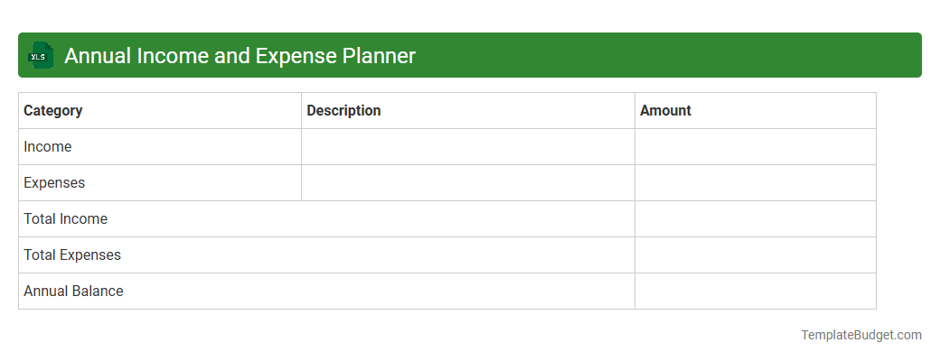 Annual Income and Expense Planner