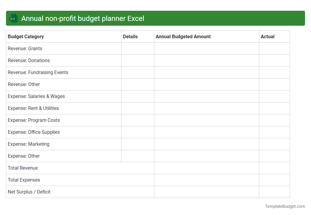 Annual non-profit budget planner Excel