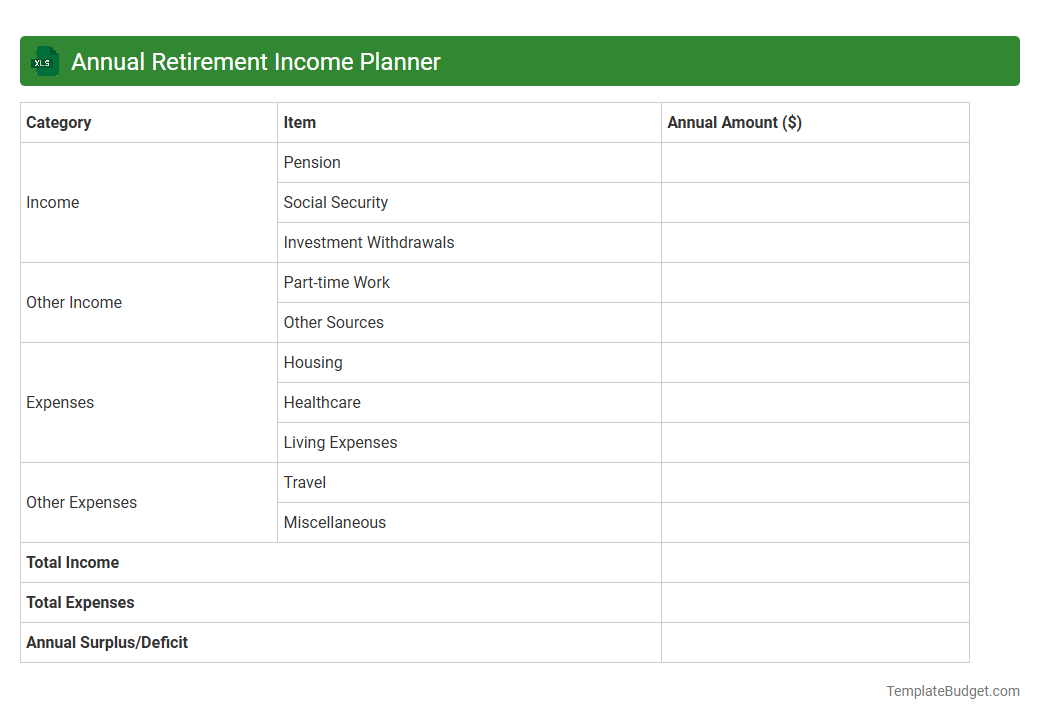 Annual Retirement Income Planner