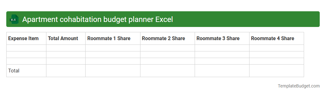 Apartment cohabitation budget planner Excel