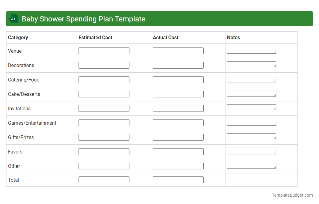 Baby Shower Spending Plan Template