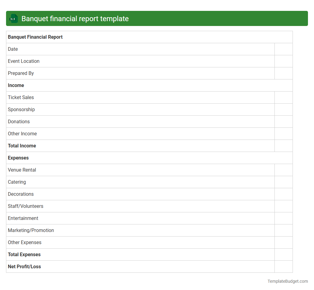 Banquet financial report template