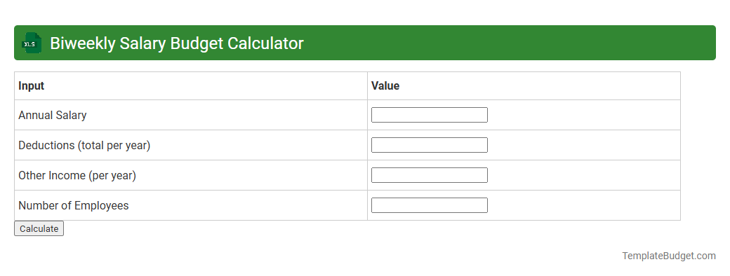 Biweekly Salary Budget Calculator