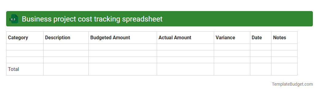 Business project cost tracking spreadsheet