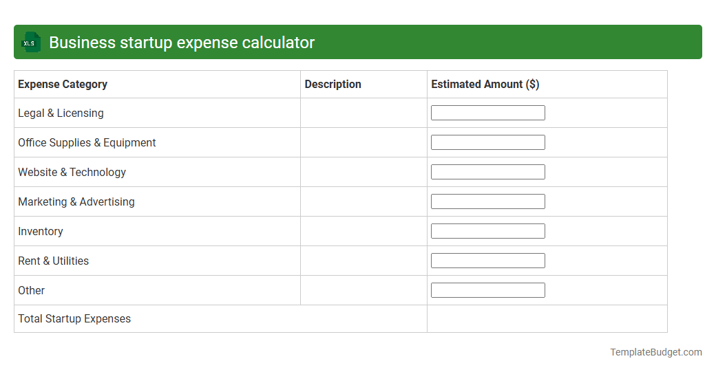 Business startup expense calculator