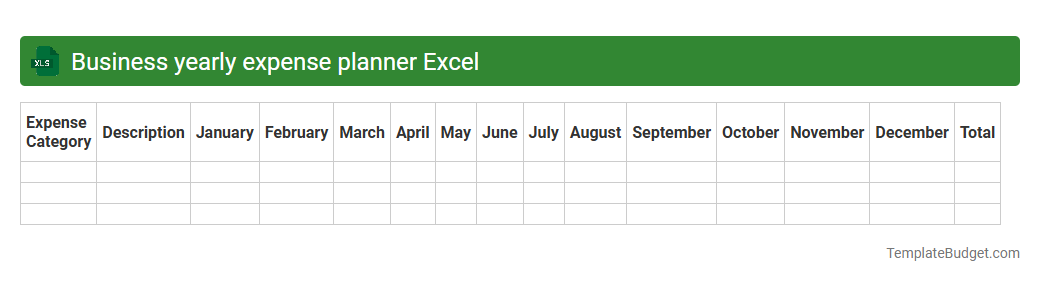 Business yearly expense planner Excel