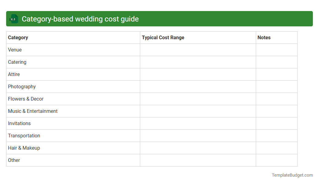 Category-based wedding cost guide