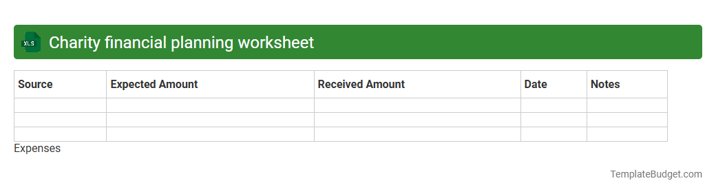 Charity financial planning worksheet