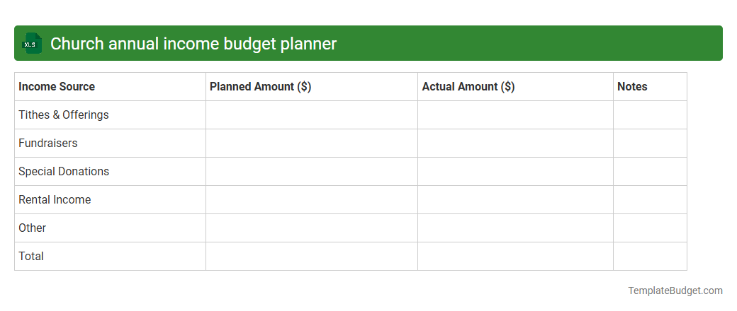 Church annual income budget planner