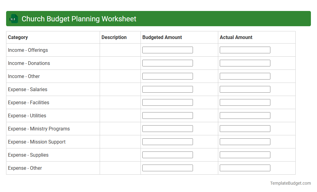 Church Budget Planning Worksheet