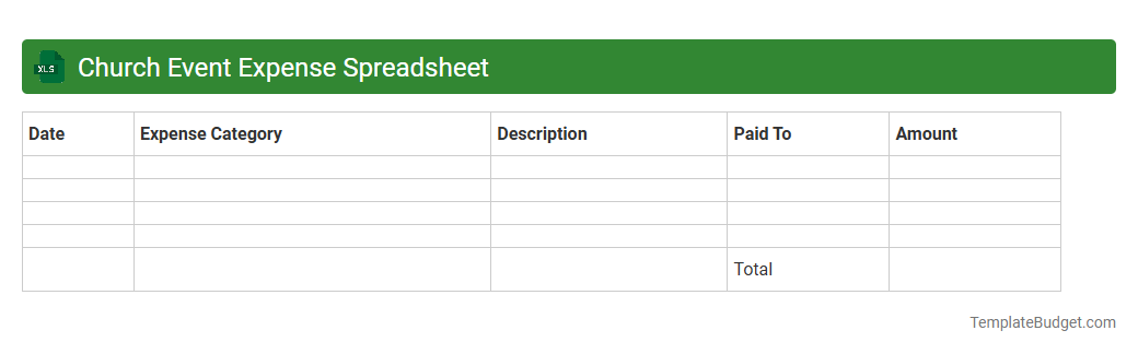 Church Event Expense Spreadsheet