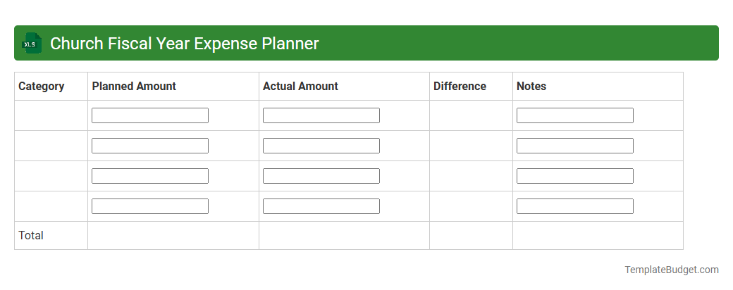 Church Fiscal Year Expense Planner