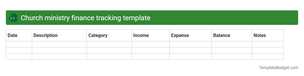 Church ministry finance tracking template
