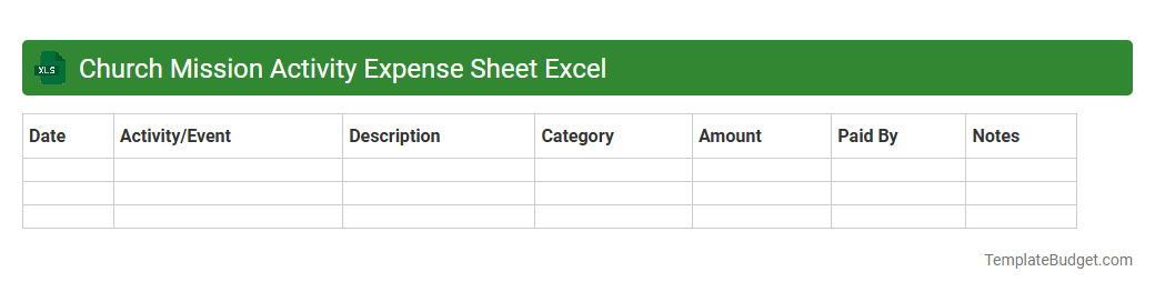 Church Mission Activity Expense Sheet Excel