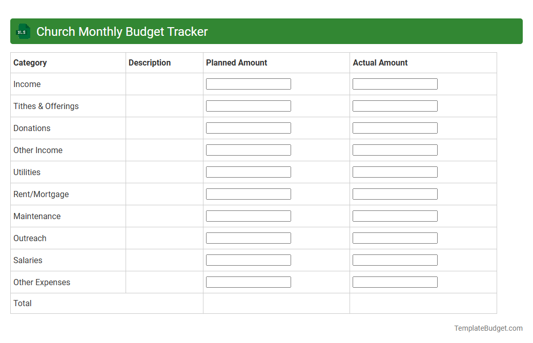 Church Monthly Budget Tracker