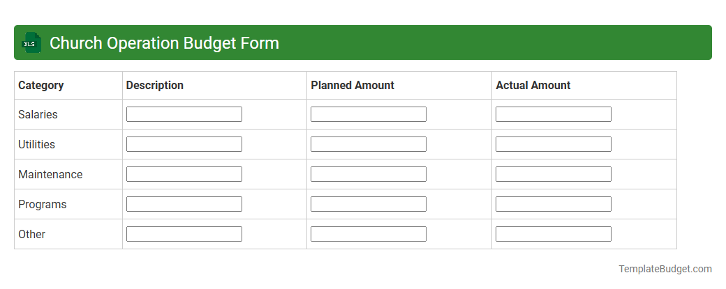 Church Operation Budget Form