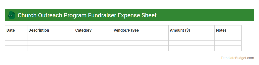Church Outreach Program Fundraiser Expense Sheet