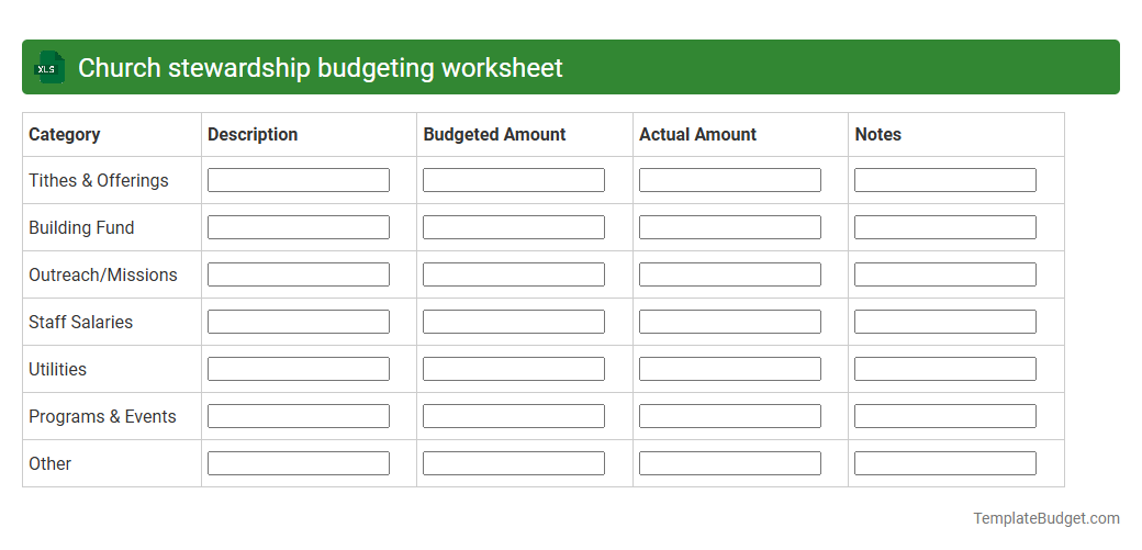 Church stewardship budgeting worksheet