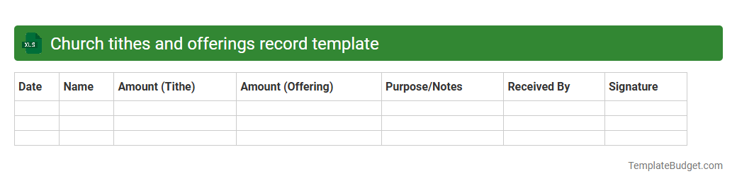 Church tithes and offerings record template