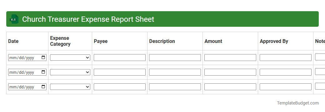 Church Treasurer Expense Report Sheet