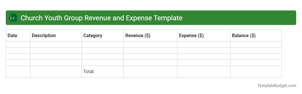 Church Youth Group Revenue and Expense Template