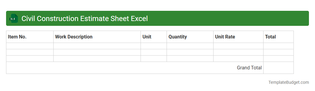 Civil Construction Estimate Sheet Excel