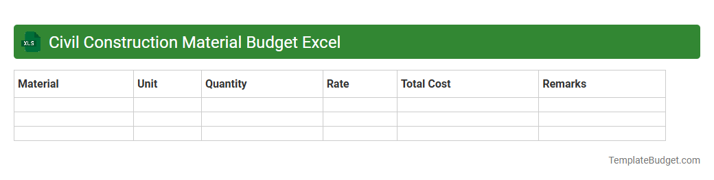 Civil Construction Material Budget Excel