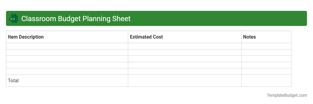 Classroom Budget Planning Sheet