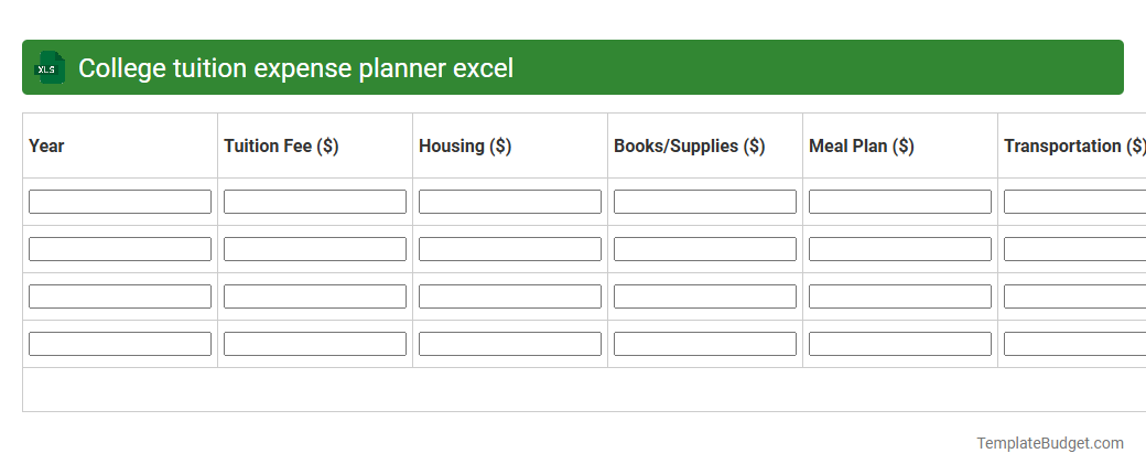 College tuition expense planner excel