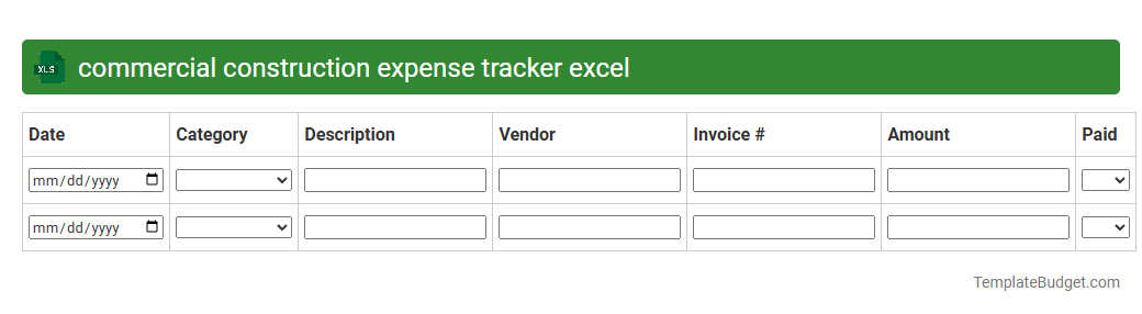 commercial construction expense tracker excel