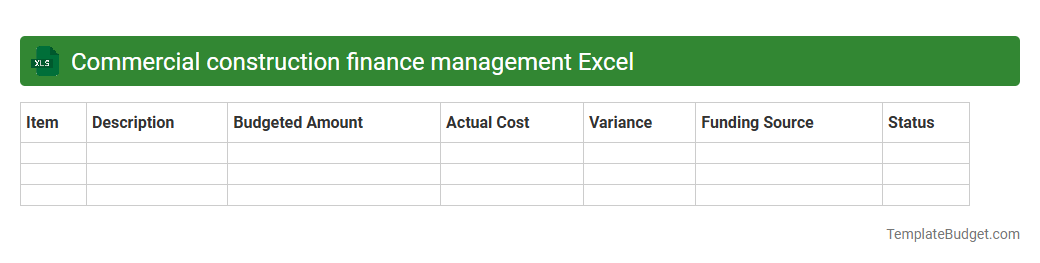 Commercial construction finance management Excel