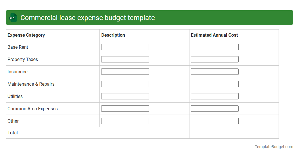 Commercial lease expense budget template