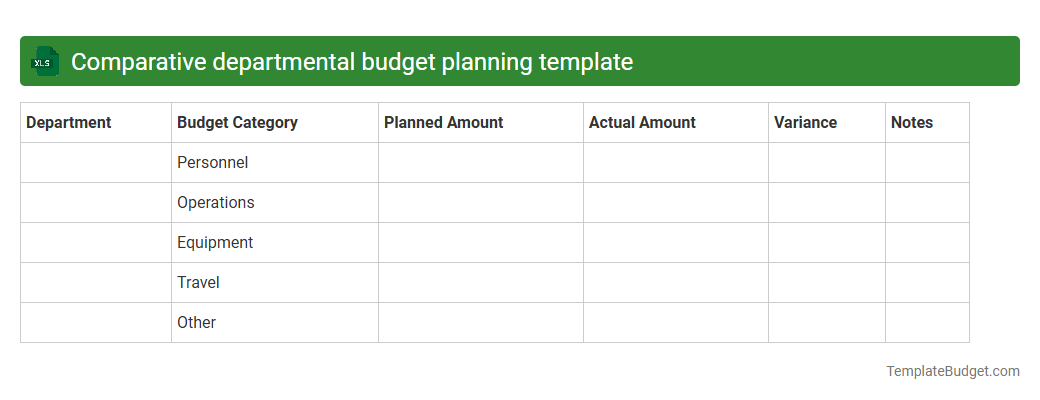 Comparative departmental budget planning template