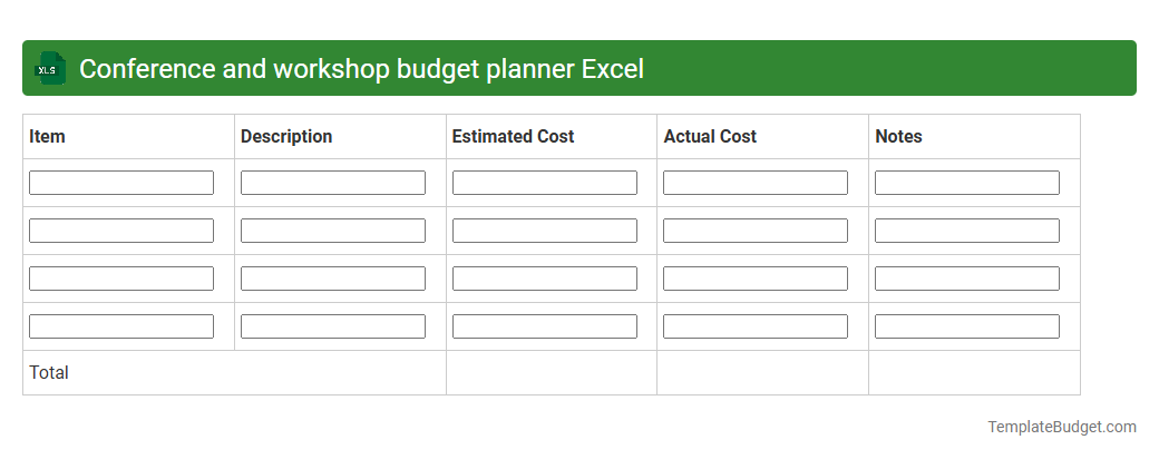 Conference and workshop budget planner Excel