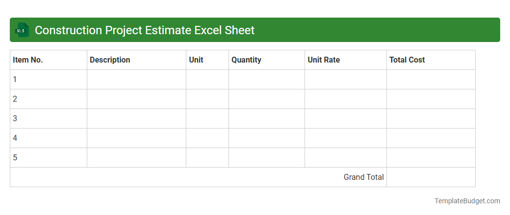 Construction Project Estimate Excel Sheet