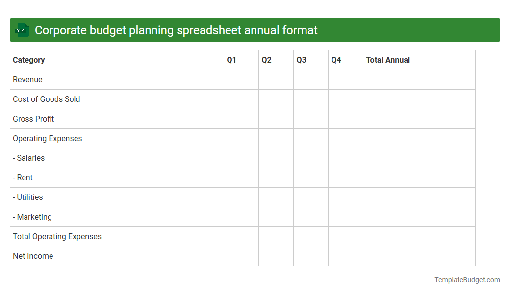 Corporate budget planning spreadsheet annual format