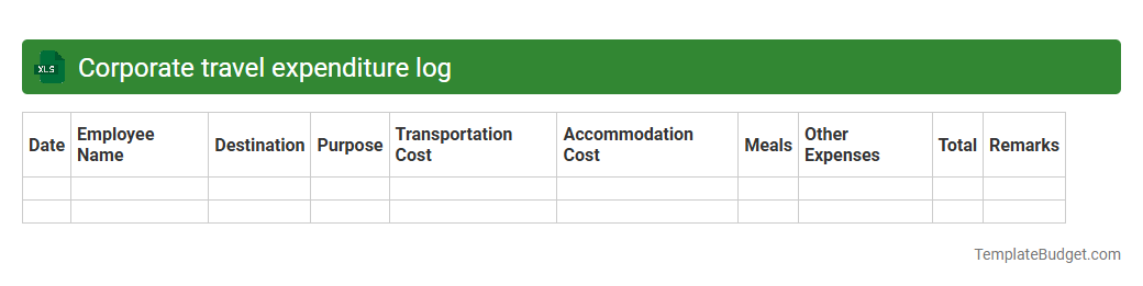 Corporate travel expenditure log