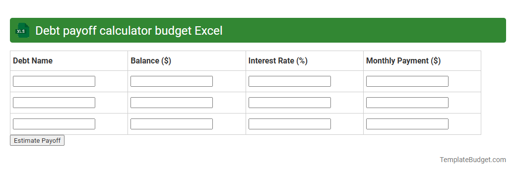 Debt payoff calculator budget Excel