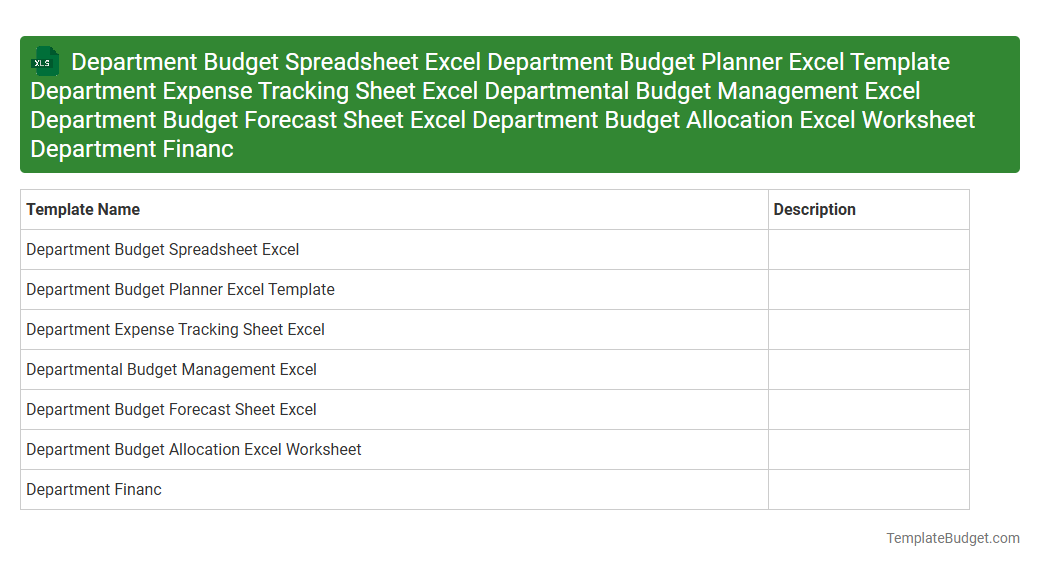 Department Budget Spreadsheet ExcelDepartment Budget Planner Excel TemplateDepartment Expense Tracking Sheet ExcelDepartmental Budget Management ExcelDepartment Budget Forecast Sheet ExcelDepartment Budget Allocation Excel WorksheetDepartment Financ