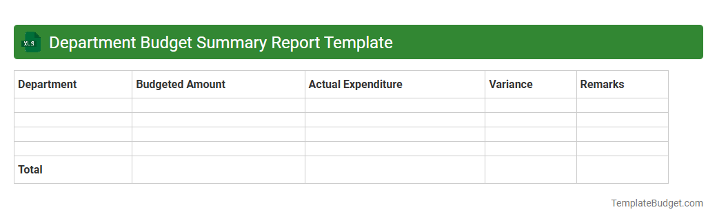 Department Budget Summary Report Template