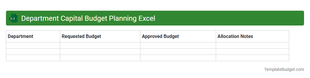 Department Capital Budget Planning Excel