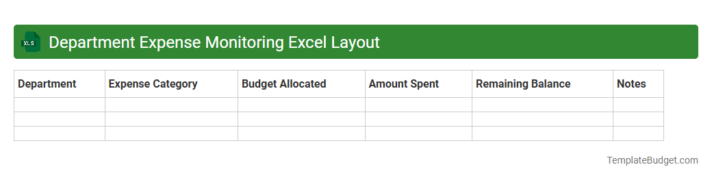 Department Expense Monitoring Excel Layout