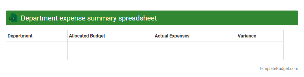 Department expense summary spreadsheet