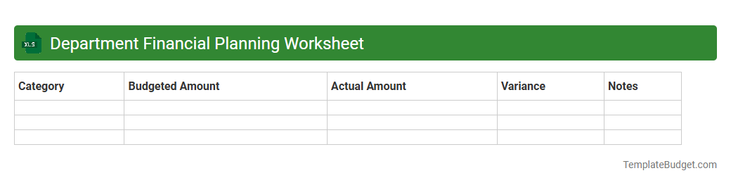 Department Financial Planning Worksheet